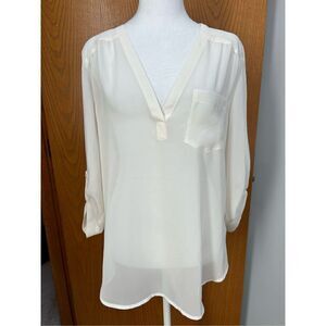 🆕 Maurice’s sheer long sleeve blouse size M BIN Q